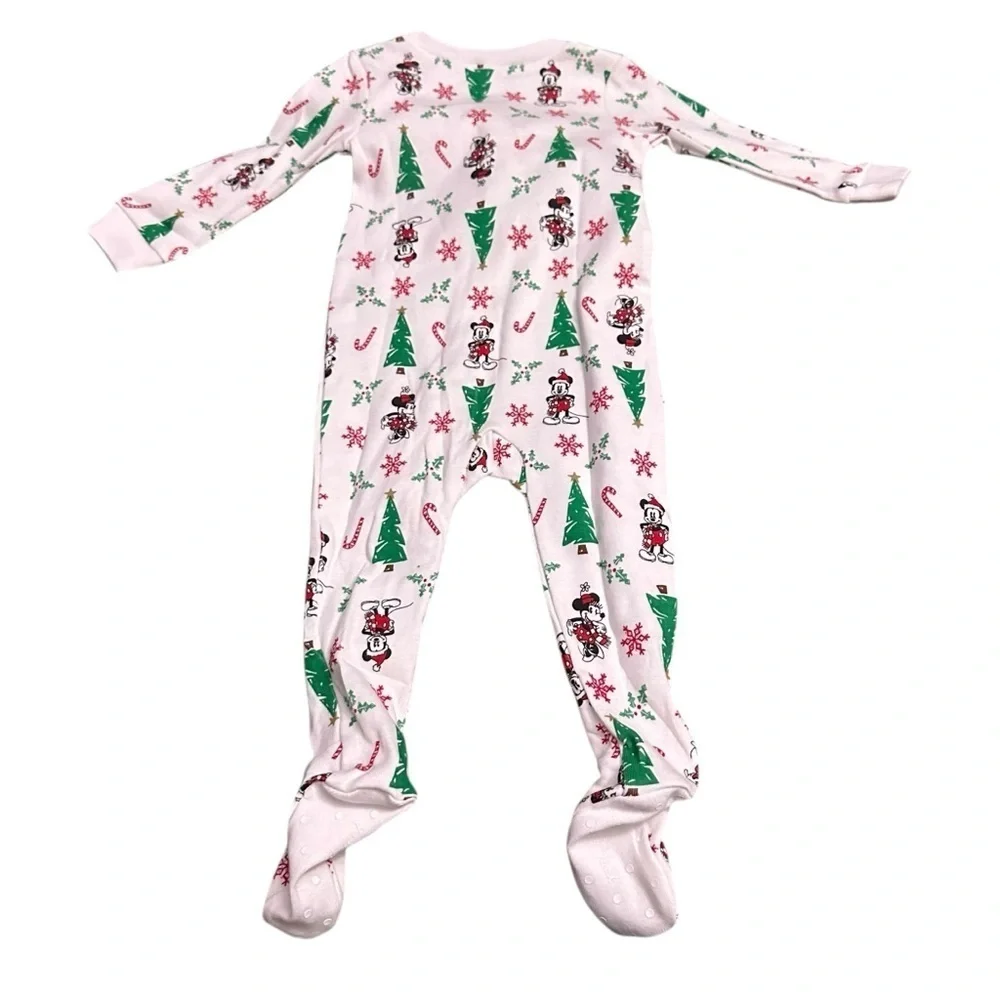 Janie and Jack Disney White and Green Holiday Footie